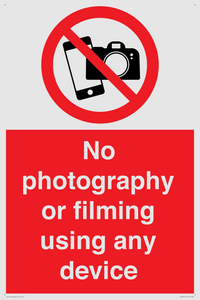 No photography or filming using any device